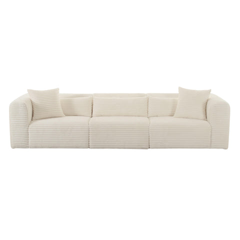 Brandy Fluffy Oversized Cream Corduroy Modular Sofa