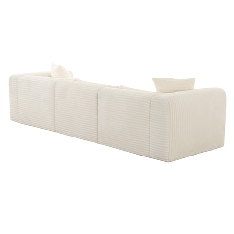 Brandy Fluffy Oversized Cream Corduroy Modular Sofa