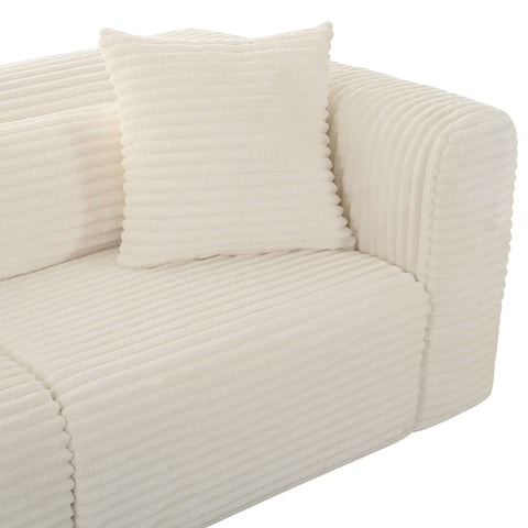 Brandy Fluffy Oversized Cream Corduroy Modular Sofa