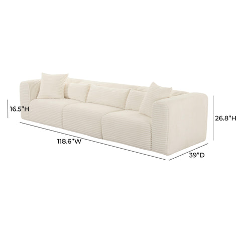 Brandy Fluffy Oversized Cream Corduroy Modular Sofa