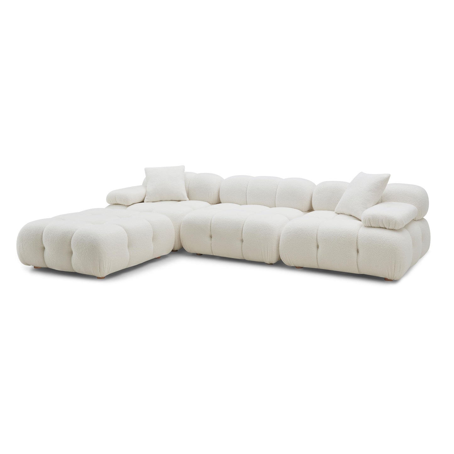 earl cream vegan shearling 4-piece modular sectional