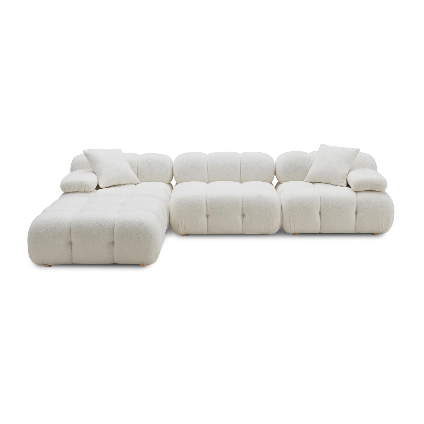 earl cream vegan shearling 4-piece modular sectional