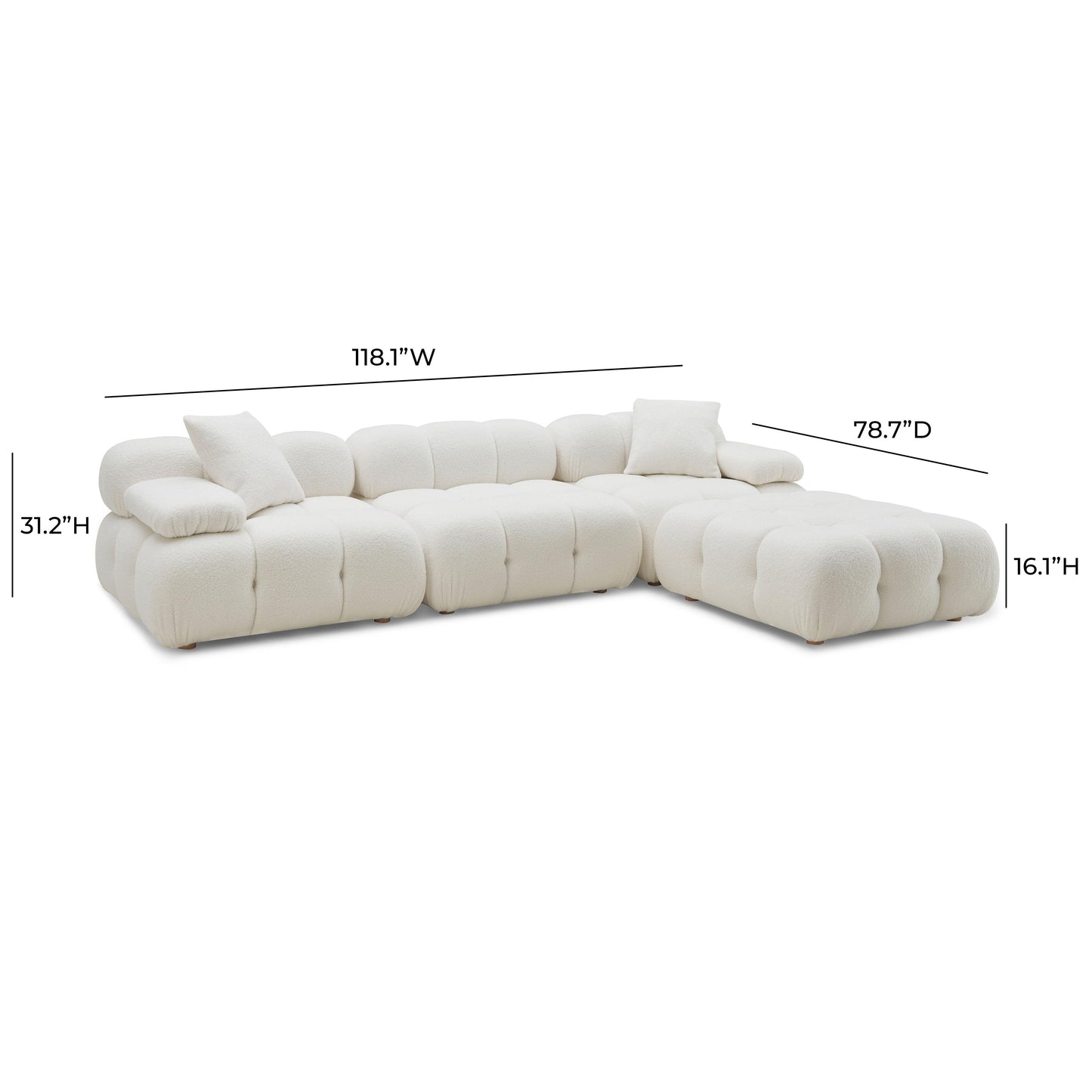 earl cream vegan shearling 4-piece modular sectional