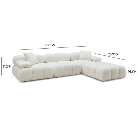 Earl Cream Vegan Shearling 4-piece Modular Sectional
