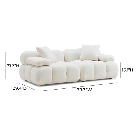 Earl Cream Vegan Shearling Modular Loveseat