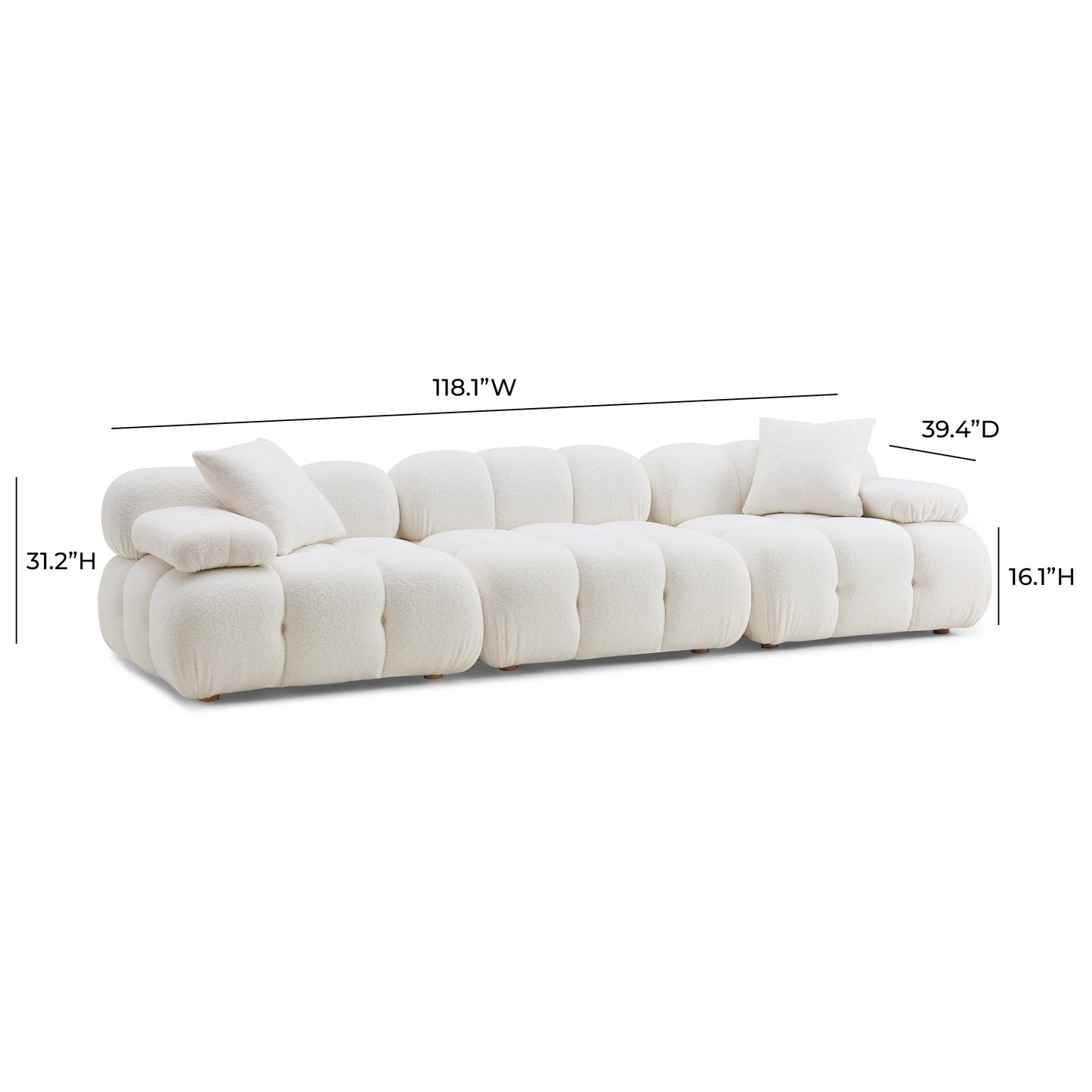 earl cream vegan shearling modular sofa