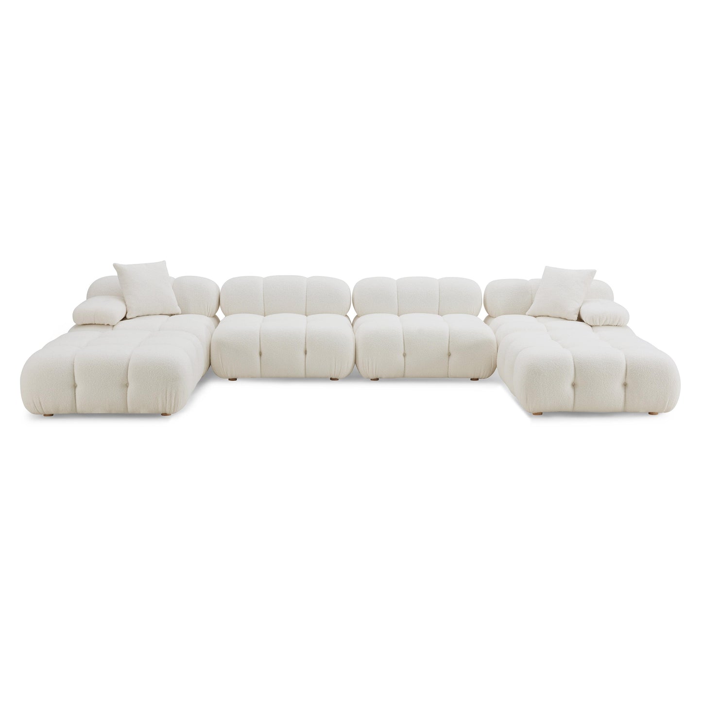 earl cream vegan shearling 6-piece modular u-sectional