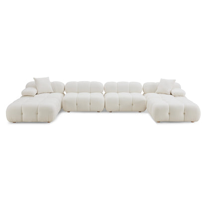 Earl Cream Vegan Shearling 6-piece Modular U-Sectional