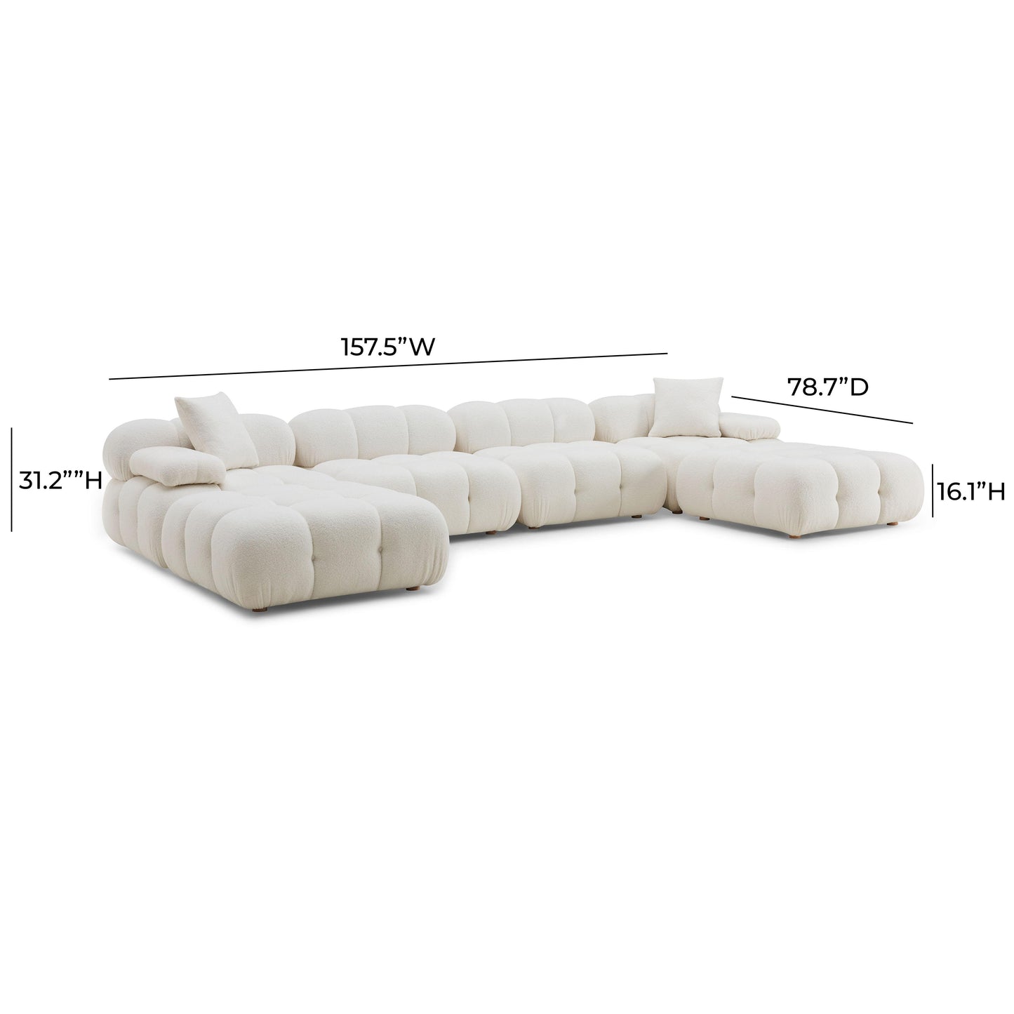 earl cream vegan shearling 6-piece modular u-sectional