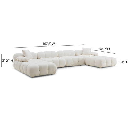 Earl Cream Vegan Shearling 6-piece Modular U-Sectional