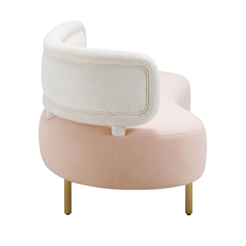 Kendall Cream Boucle & Blush Velvet Sofa