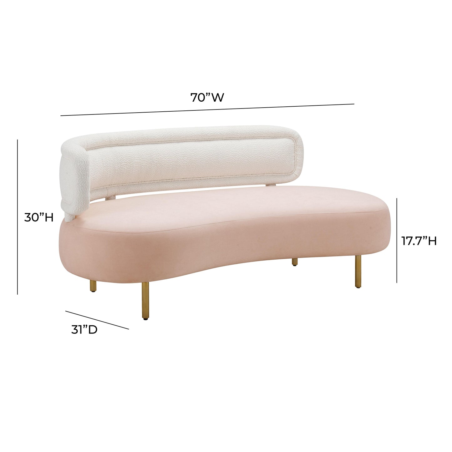 kendall cream boucle & blush velvet sofa