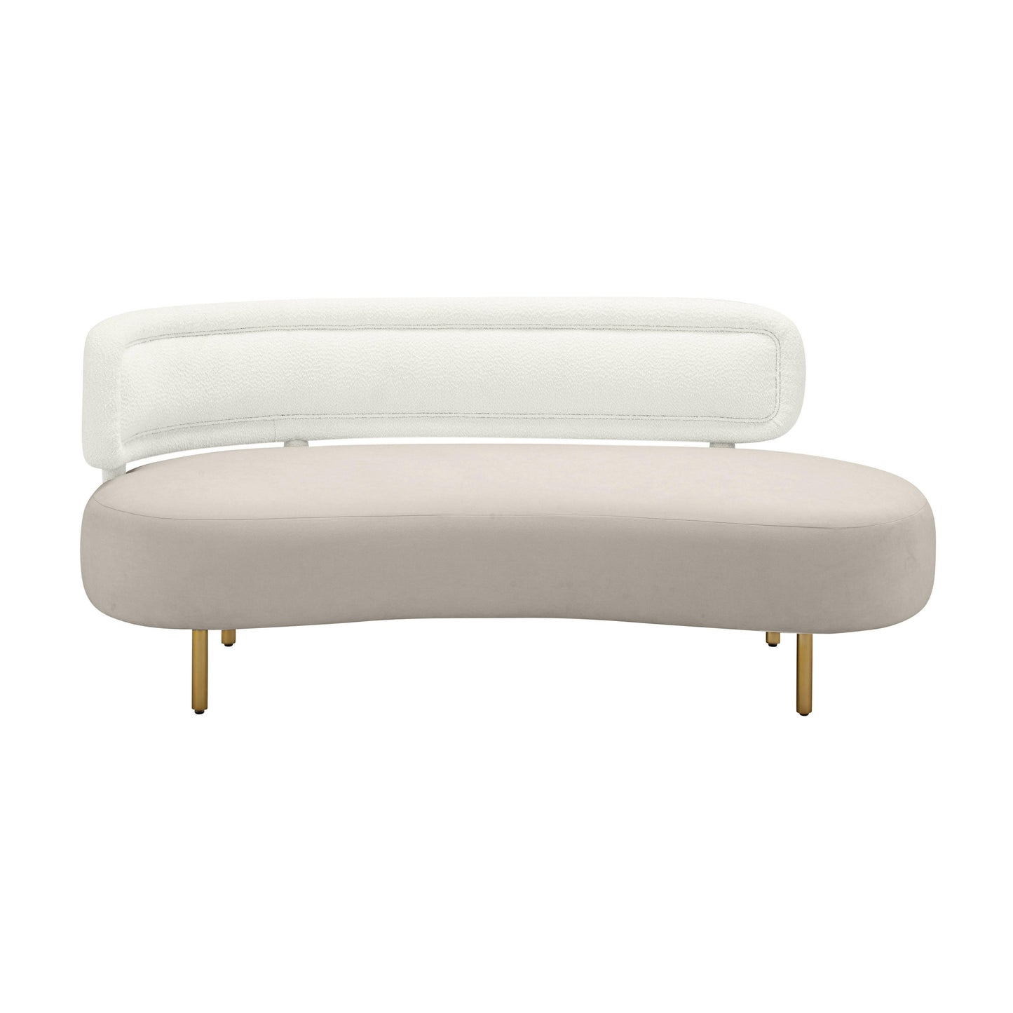 kendall cream boucle & grey velvet sofa