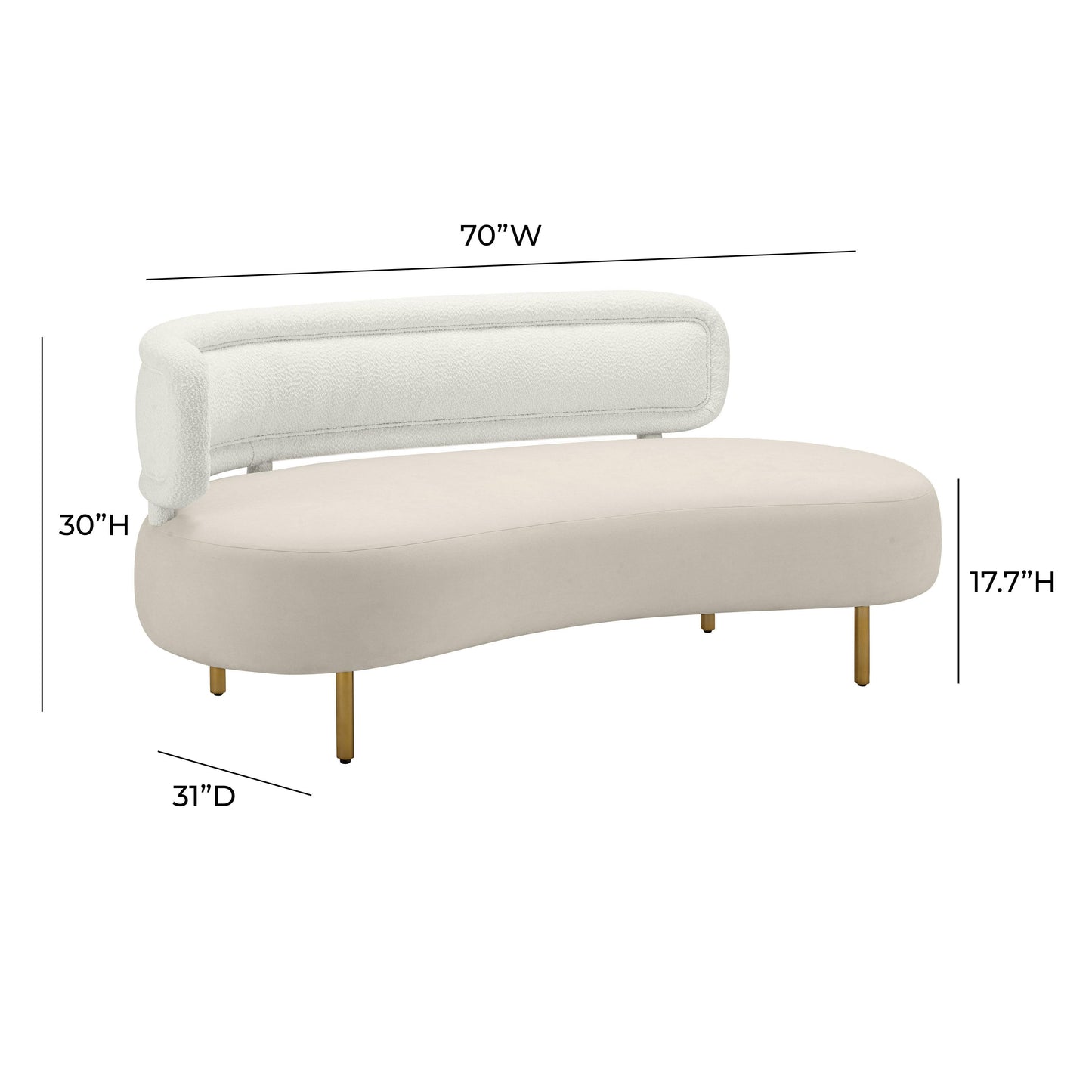 kendall cream boucle & grey velvet sofa