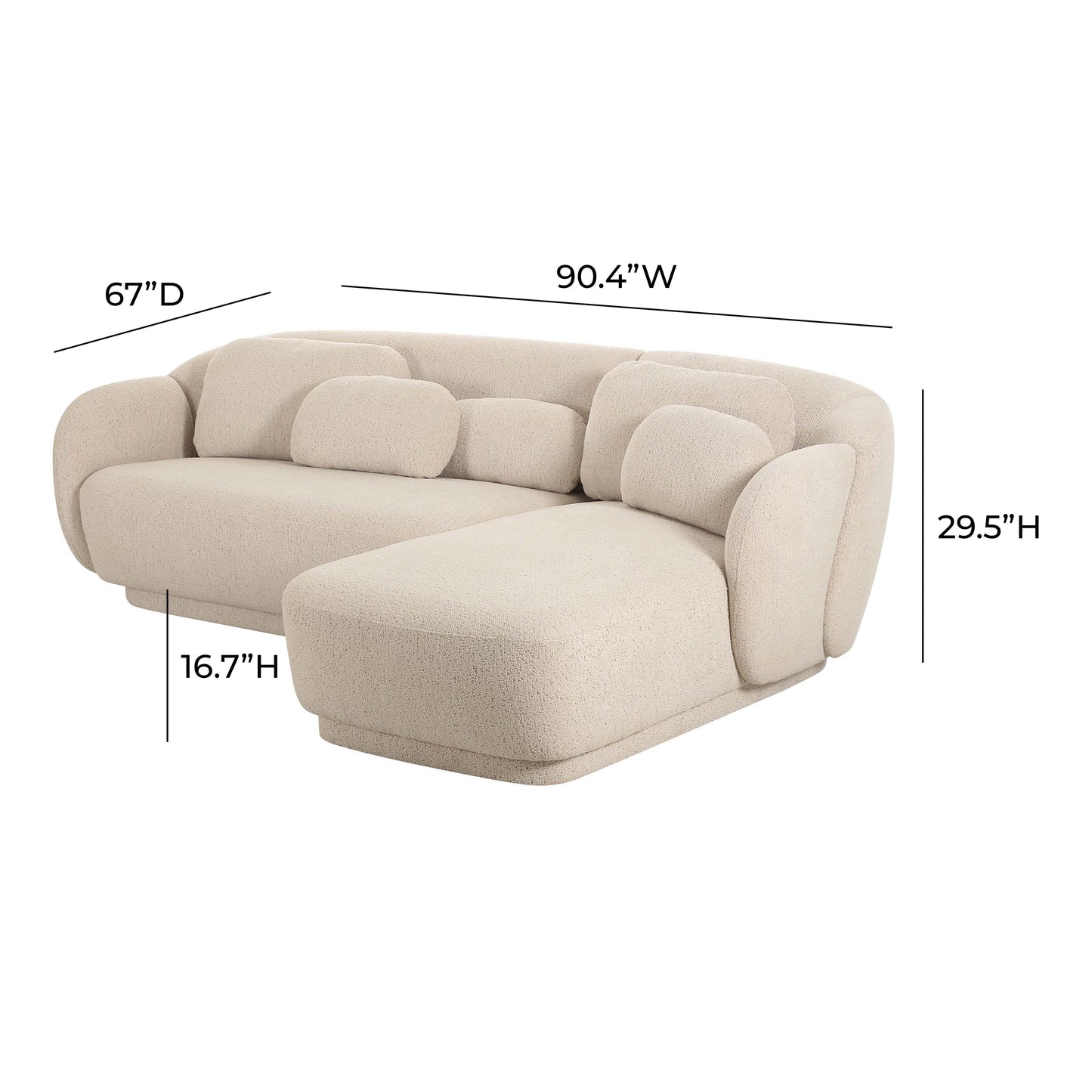 cruella cream boucle sectional - raf