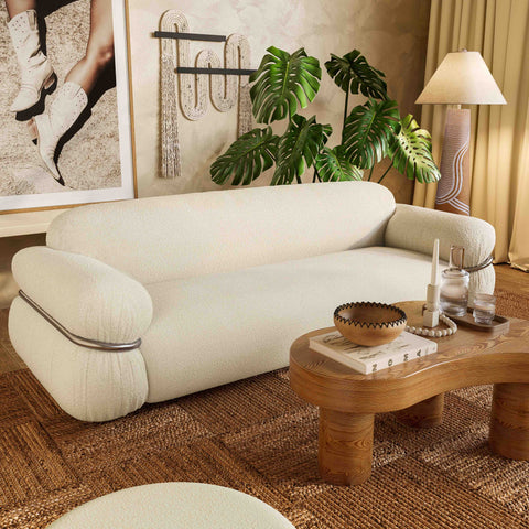 Isabelle Monaco 98" Cream Performance Boucle Sofa - image 2