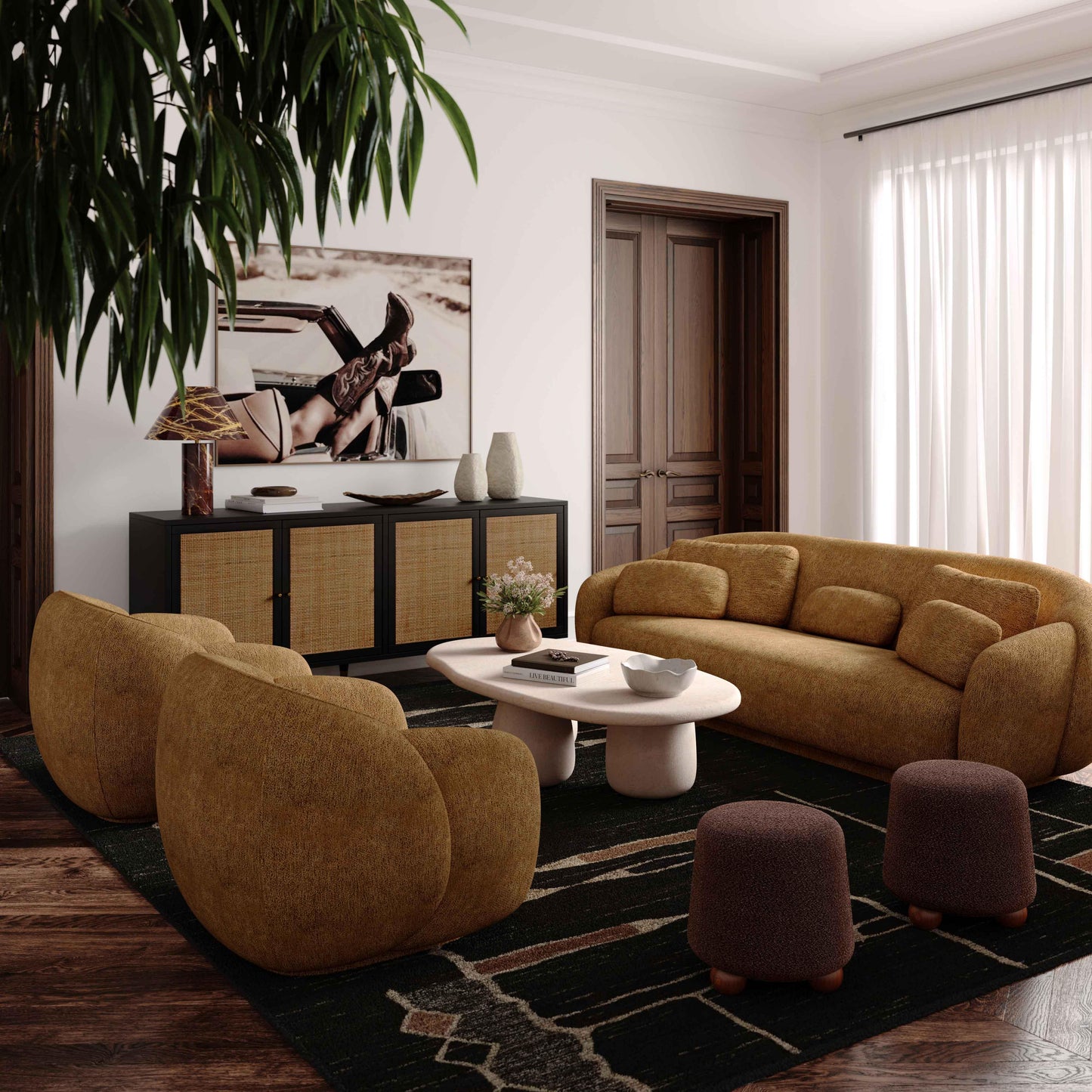 halio brown boucle sofa