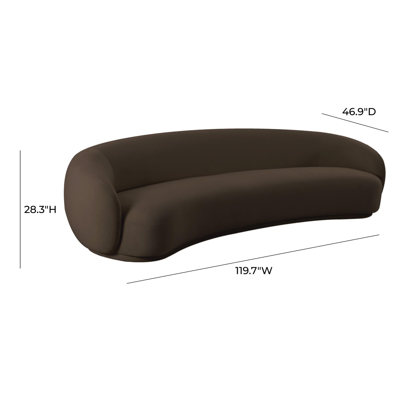 alani chocolate brown velvet 120 inch sofa