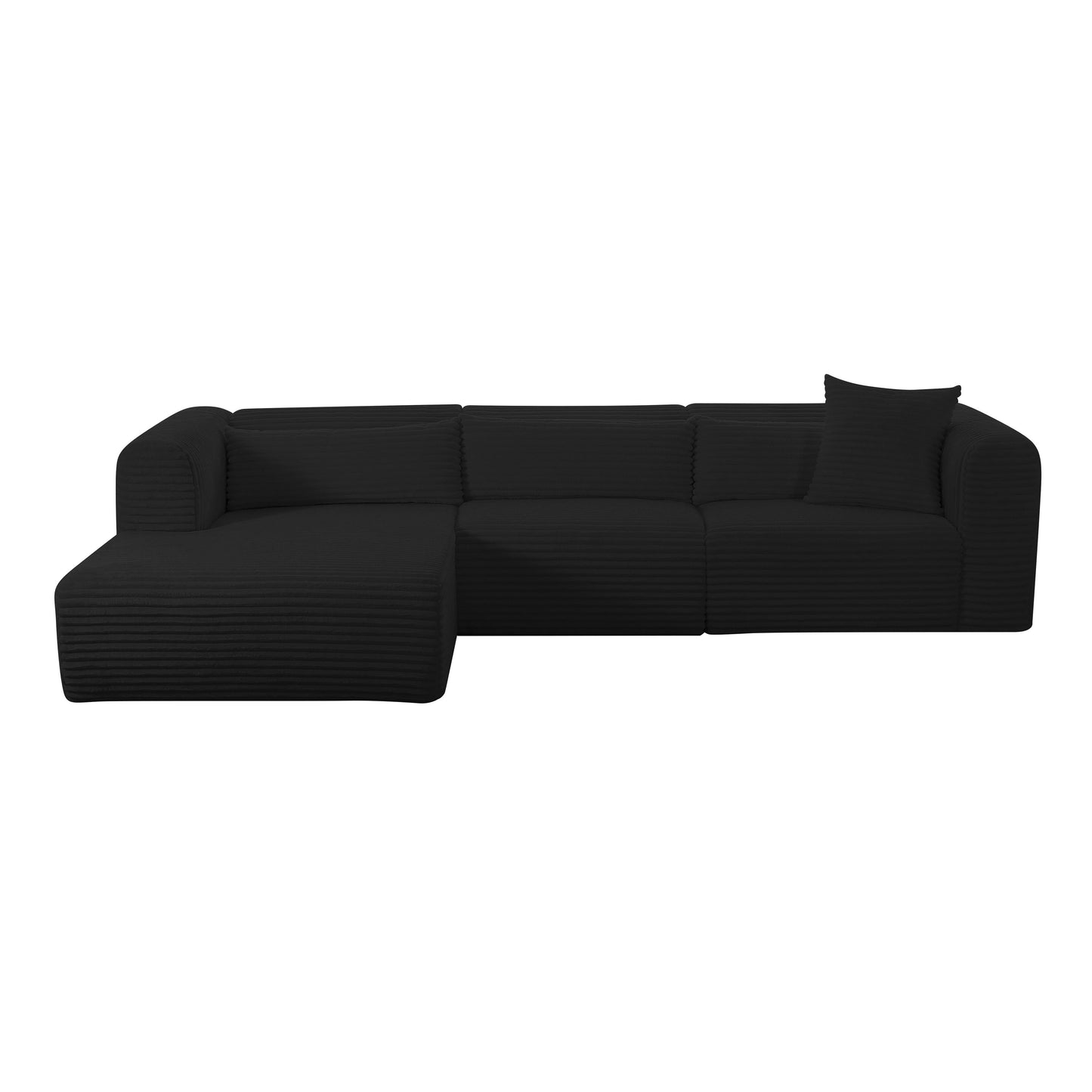 maddie fluffy oversized black corduroy modular laf sectional