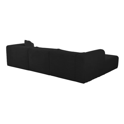 Maddie Fluffy Oversized Black Corduroy Modular LAF Sectional