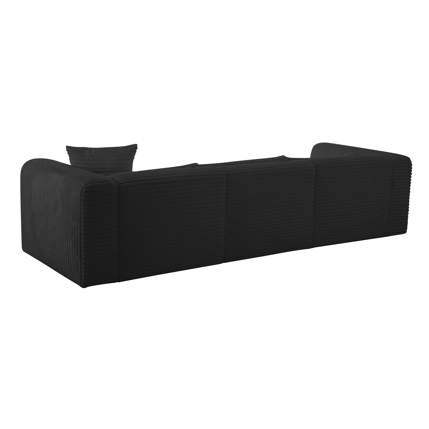 maddie fluffy oversized black corduroy modular laf sectional