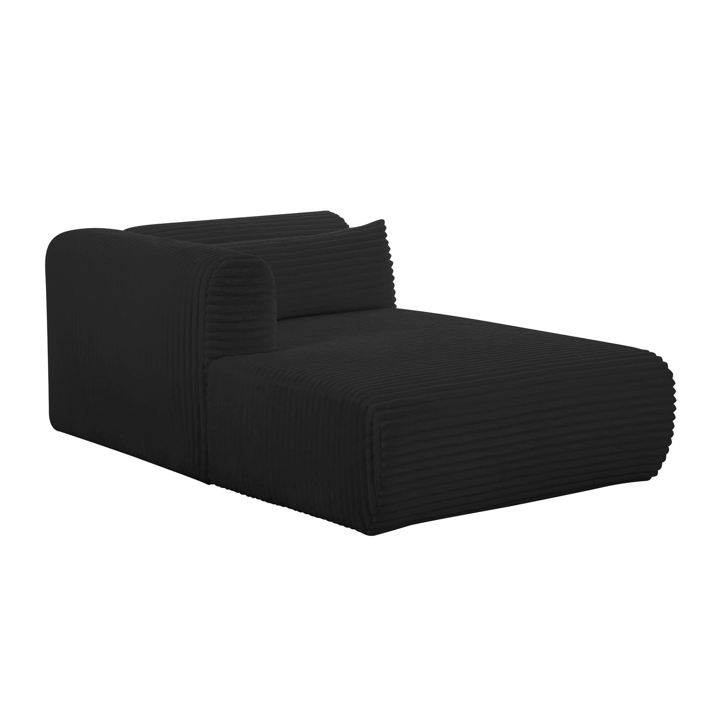 maddie fluffy oversized black corduroy modular laf chaise