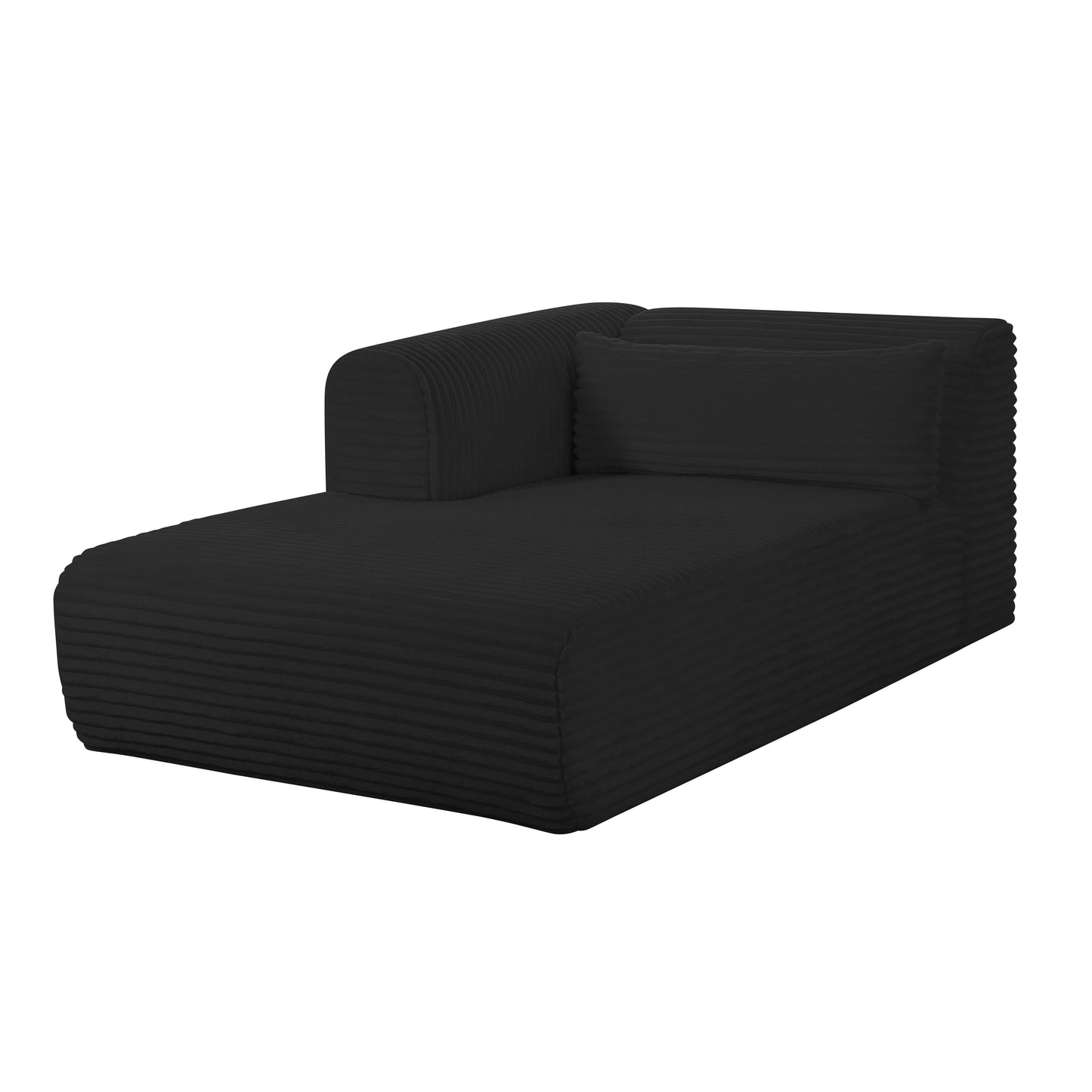 maddie fluffy oversized black corduroy modular laf chaise