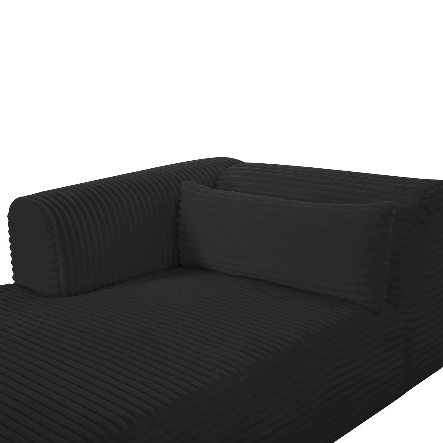 maddie fluffy oversized black corduroy modular laf chaise