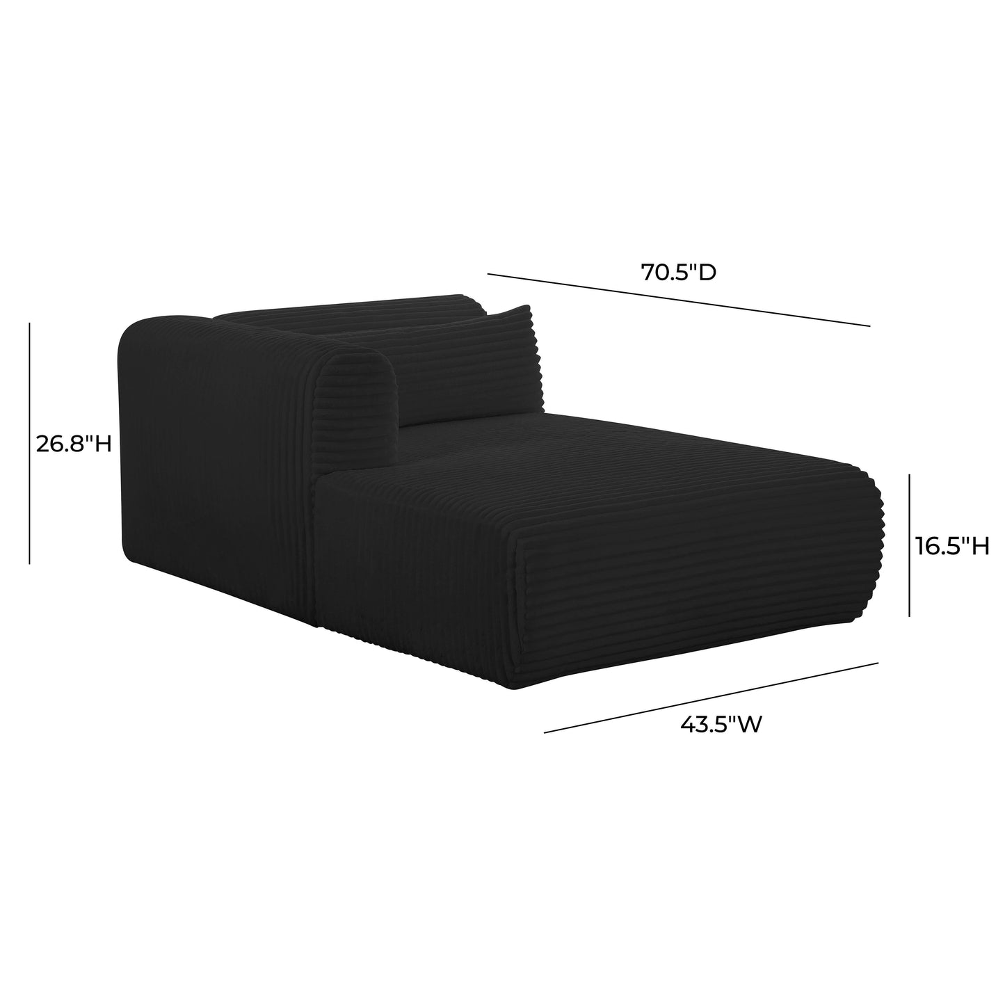 maddie fluffy oversized black corduroy modular laf chaise