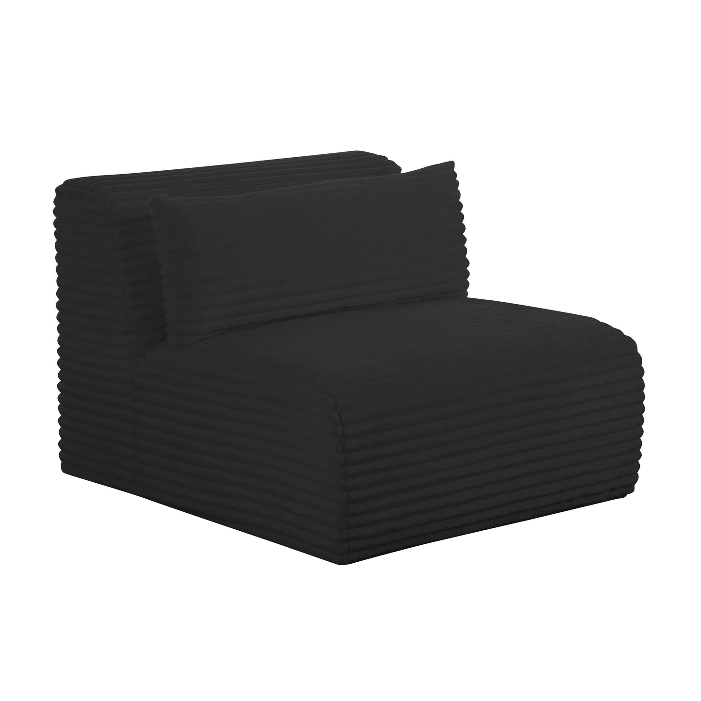 maddie fluffy oversized black corduroy modular armless chair