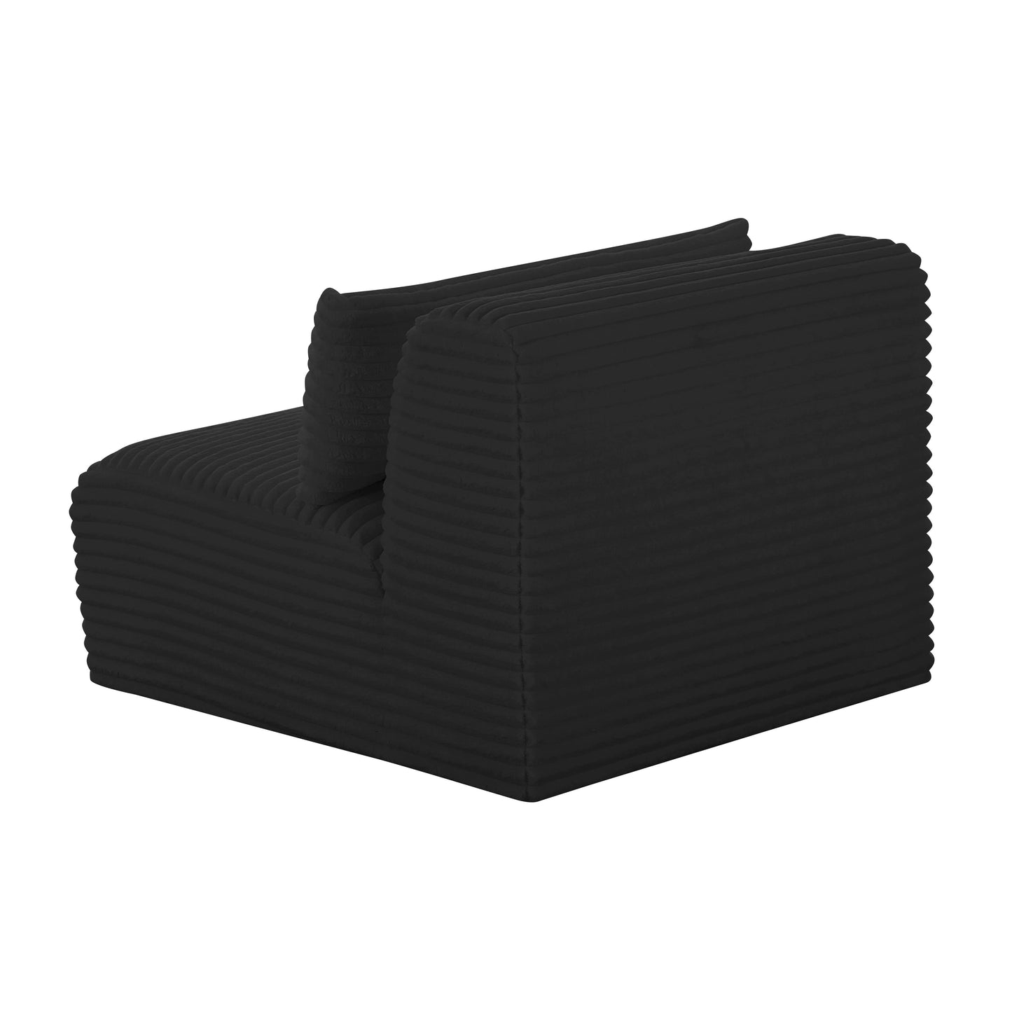 maddie fluffy oversized black corduroy modular armless chair