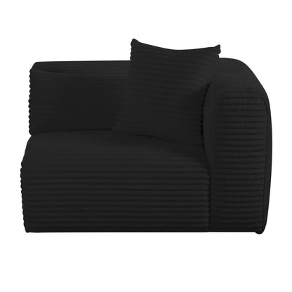 Maddie Fluffy Oversized Black Corduroy Modular RAF Corner Chair