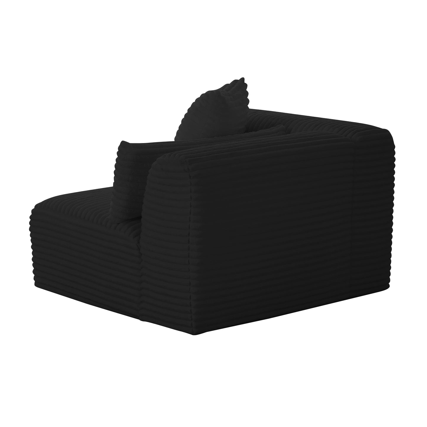 maddie fluffy oversized black corduroy modular raf corner chair