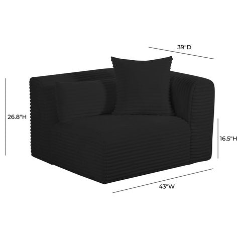 Maddie Fluffy Oversized Black Corduroy Modular RAF Corner Chair