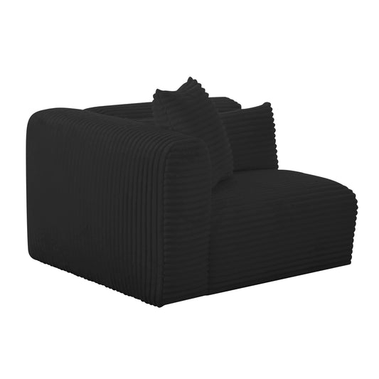 Maddie Fluffy Oversized Black Corduroy Modular LAF Corner Chair