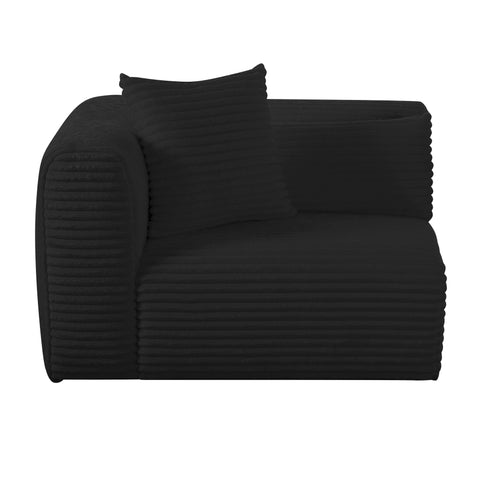 Maddie Fluffy Oversized Black Corduroy Modular LAF Corner Chair