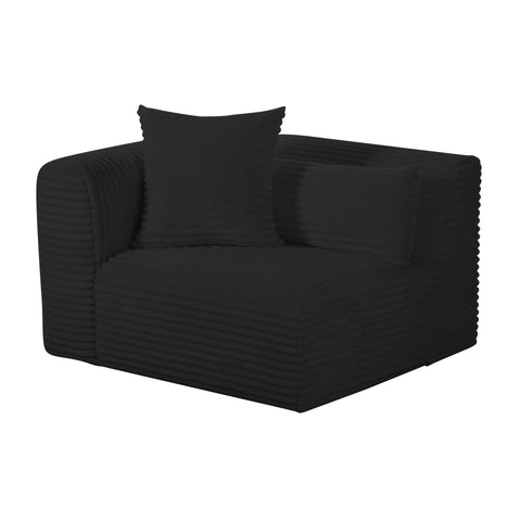 Maddie Fluffy Oversized Black Corduroy Modular LAF Corner Chair