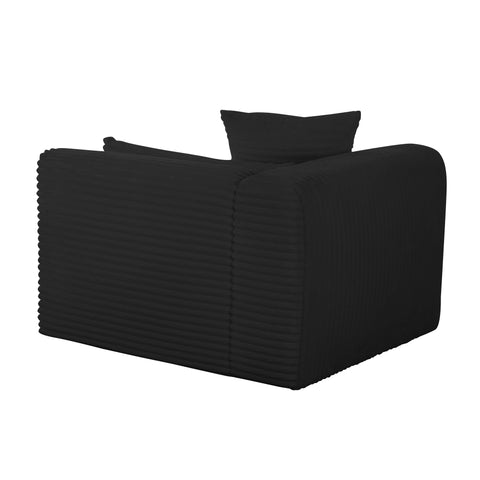 Maddie Fluffy Oversized Black Corduroy Modular LAF Corner Chair