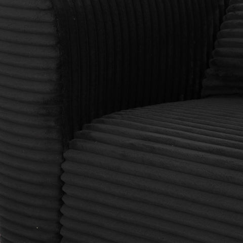 Maddie Fluffy Oversized Black Corduroy Modular LAF Corner Chair