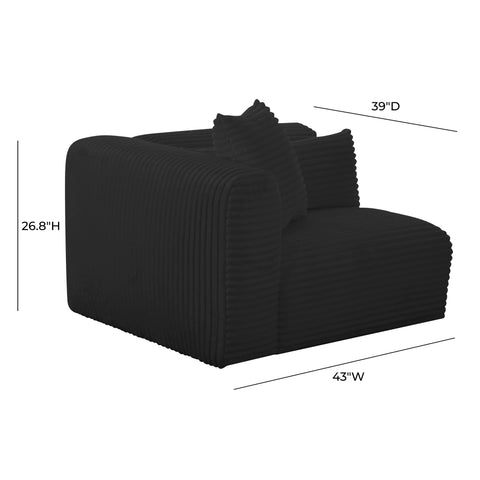 Maddie Fluffy Oversized Black Corduroy Modular LAF Corner Chair