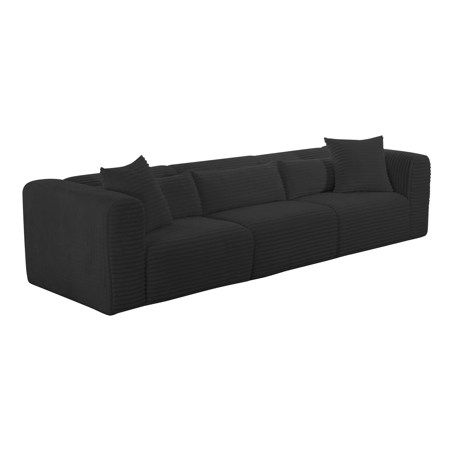 maddie fluffy oversized black corduroy modular sofa