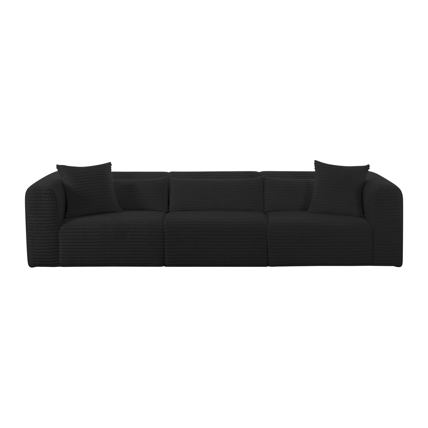 maddie fluffy oversized black corduroy modular sofa