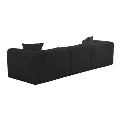 Maddie Fluffy Oversized Black Corduroy Modular Sofa