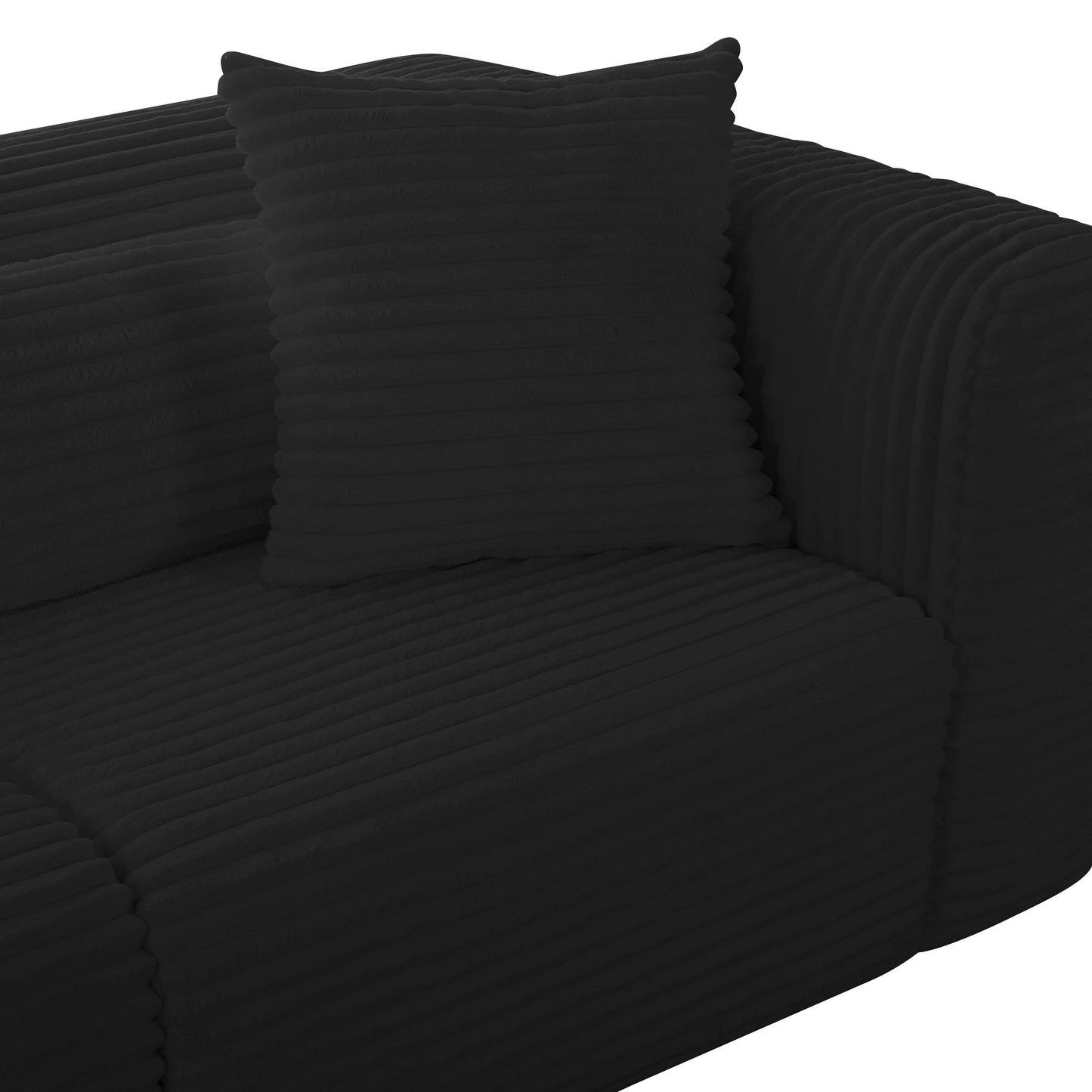 maddie fluffy oversized black corduroy modular sofa