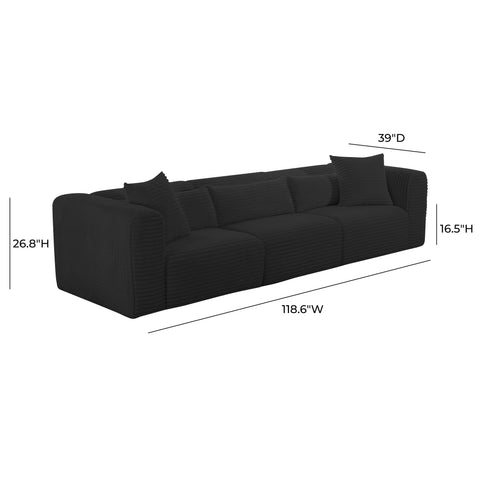 Maddie Fluffy Oversized Black Corduroy Modular Sofa