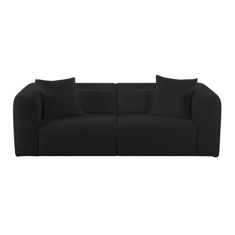 Maddie Fluffy Oversized Black Corduroy Modular Loveseat