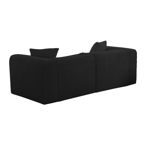 Maddie Fluffy Oversized Black Corduroy Modular Loveseat