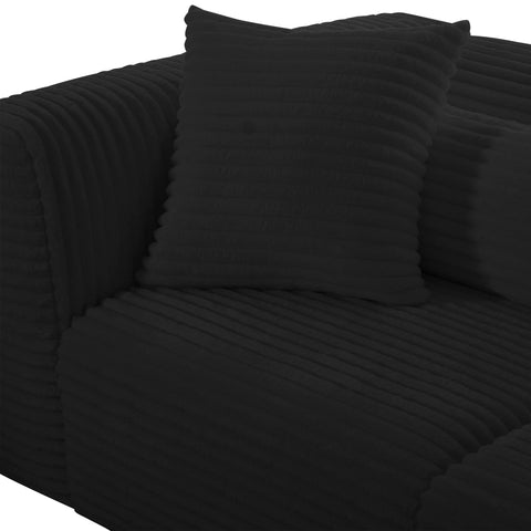 Maddie Fluffy Oversized Black Corduroy Modular Loveseat