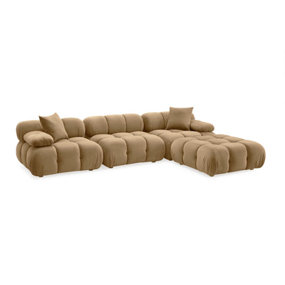 Skully Cafe Au Lait Performance Velvet 4-piece Modular Sectional