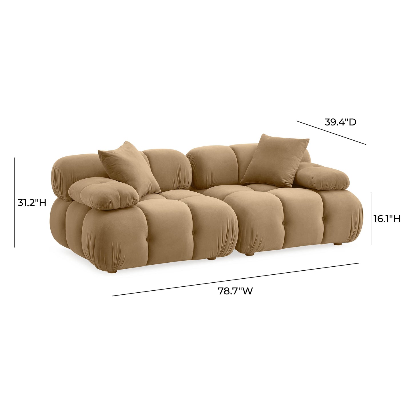 skully cafe au lait performance velvet modular loveseat